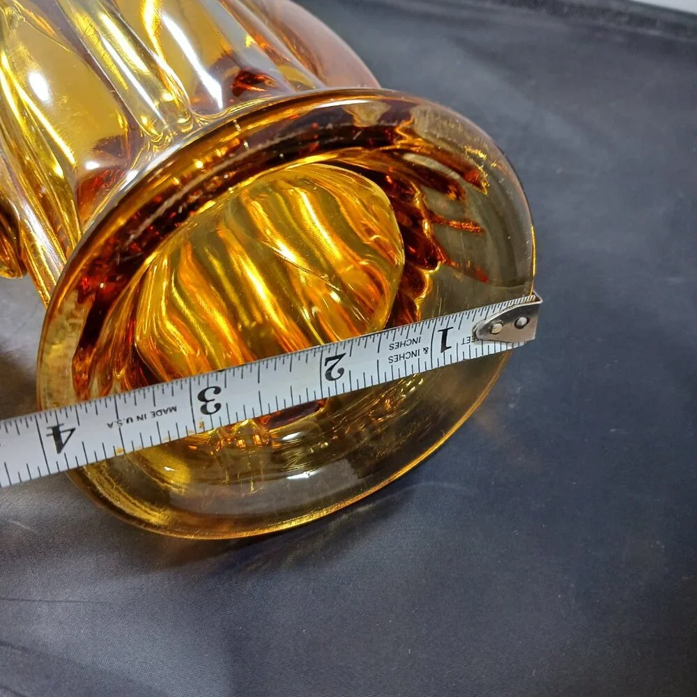 Vintage Le Smith  Amber Glass Swung Vase Glass 17in Tall RARE